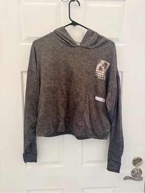 Hurley Women's Charcoal Washed Palm-Print Hoodie